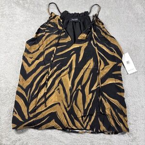 NWT Karen Kane Women's Keyhole Tank Top Zebra Print Brown Size Medium